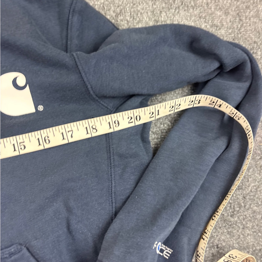 CARHARTT Men’s Blue Hooded Force Sweatshirt White Logo Relaxed Fit size: Small - Picture 6 of 8